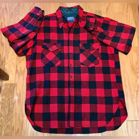 Vintage 100% Wool Buffalo Plaid Pendleton Outdoorsman Shirt - Picture 3 of 16